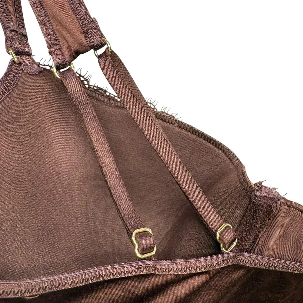 Aerie Womens Corset Balconette Bra 34B Brown Lace Underwire
